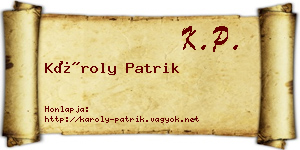 Károly Patrik névjegykártya